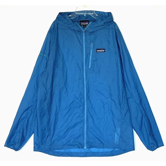 New Patagonia Houdini Vessel Blue Nylon Full Zip Packable Hooded Rain Jacket - Picture 4 of 14
